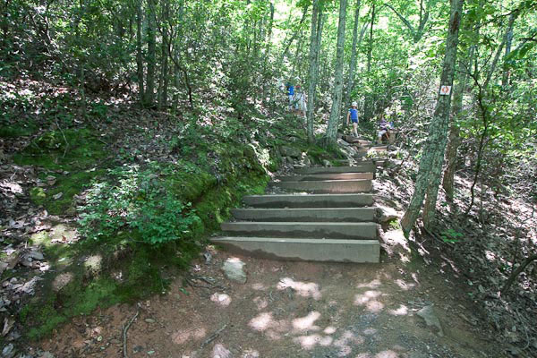 Photo of the lower end of the stairs on the Backside Trail