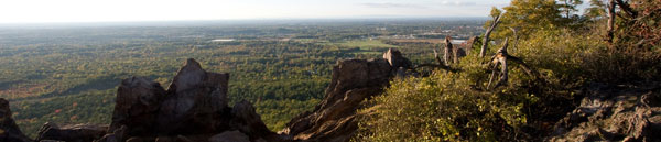 Photo of the view from top of King's Pinnacle, part of Crowders Mountain State Park