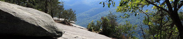Photo of the view from the end of the trail, on a scenic bald rock face