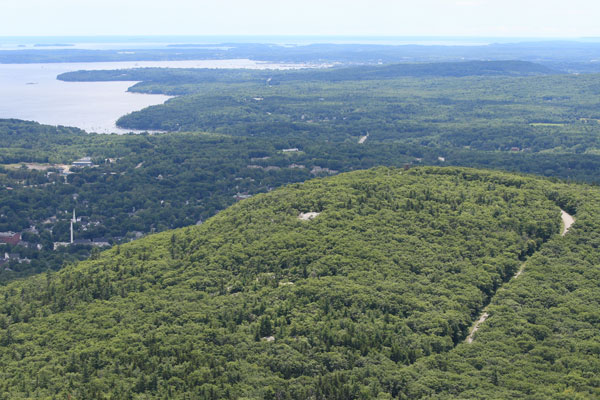Photo of Mt. Battie below and the auto road