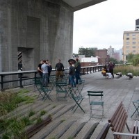 Photo of the High Line as it passes under the Standard Hotel