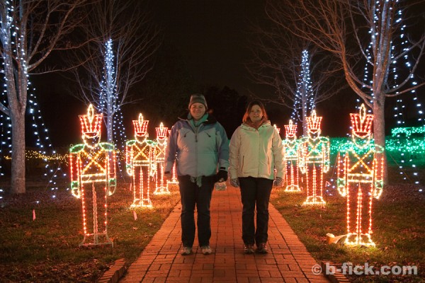 Photo of Christine and Janis in the midst of toy soldiers