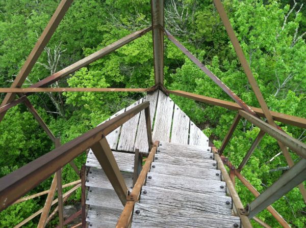 Photo of the Shuckstack Tower stairs