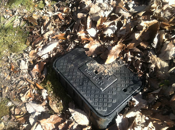 Photo of the many strange water meter boxes along the trail