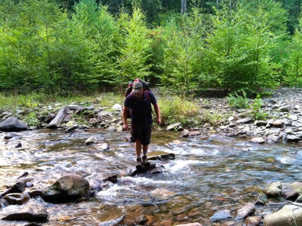 Photo of the first Ramsey's Draft crossing on the Bridge Hollow Trail